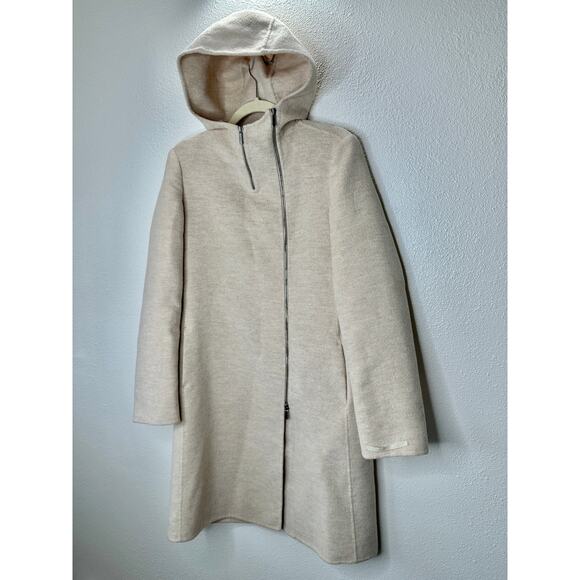S Max Mara Tan Long Sleeve Front Zip Hooded Wool Angora Shacket 8 - Picture 5 of 16